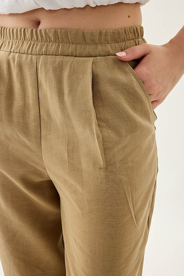 Paçası Pileli Beli Lastikli Pantolon - 23