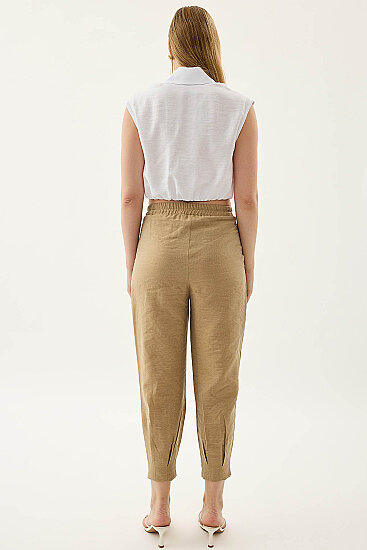 Paçası Pileli Beli Lastikli Pantolon - 24