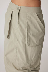 Paraşüt Kumaş Önü Büzgülü Cepli Etek - 3