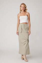 Paraşüt Kumaş Önü Büzgülü Cepli Etek - 4
