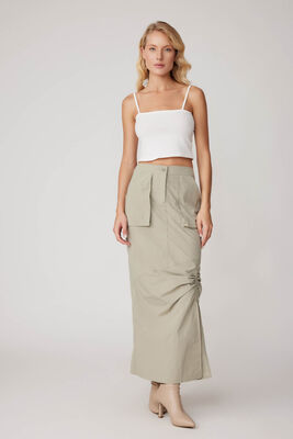 Paraşüt Kumaş Önü Büzgülü Cepli Etek - Thumbnail (3)