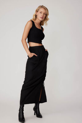 Paraşüt Kumaş Önü Büzgülü Cepli Etek - Thumbnail (5)