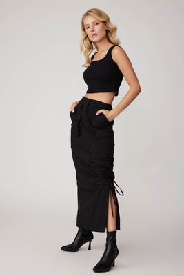 Paraşüt Kumaş Önü Büzgülü Cepli Etek - Thumbnail (6)