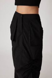 Paraşüt Kumaş Önü Büzgülü Cepli Etek - 8
