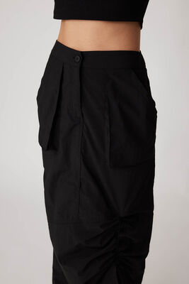 Paraşüt Kumaş Önü Büzgülü Cepli Etek - Thumbnail (7)