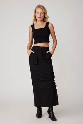 Paraşüt Kumaş Önü Büzgülü Cepli Etek - Thumbnail (8)