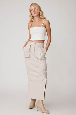 Paraşüt Kumaş Önü Büzgülü Cepli Etek - Thumbnail (11)