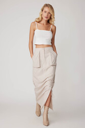 Paraşüt Kumaş Önü Büzgülü Cepli Etek - 13