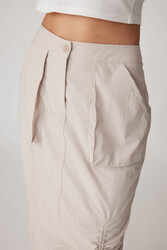 Paraşüt Kumaş Önü Büzgülü Cepli Etek - 16