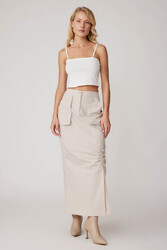 Paraşüt Kumaş Önü Büzgülü Cepli Etek - 15