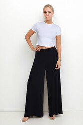 Pile Detaylı Geniş Paça Pantolon - 2