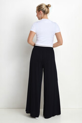 Pile Detaylı Geniş Paça Pantolon - 5