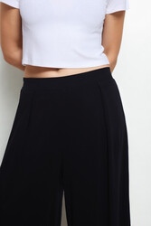 Pile Detaylı Geniş Paça Pantolon - 6