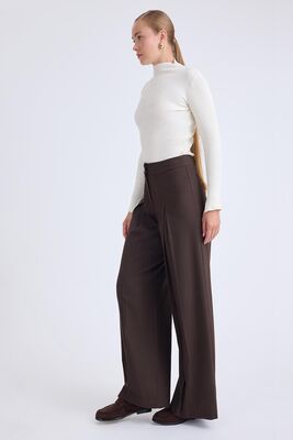 Pileli Geniş Paça Pantolon - Thumbnail (2)