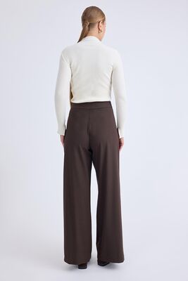 Pileli Geniş Paça Pantolon - Thumbnail (3)