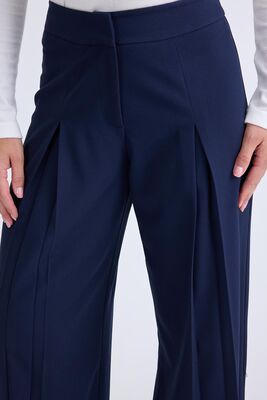 Pileli Geniş Paça Pantolon - Thumbnail (5)