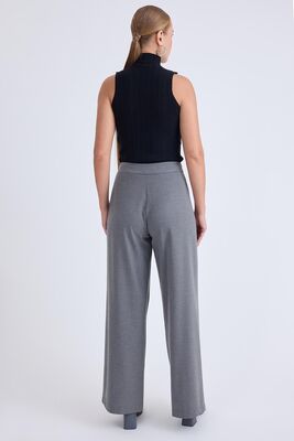 Pileli Geniş Paça Pantolon - Thumbnail (15)