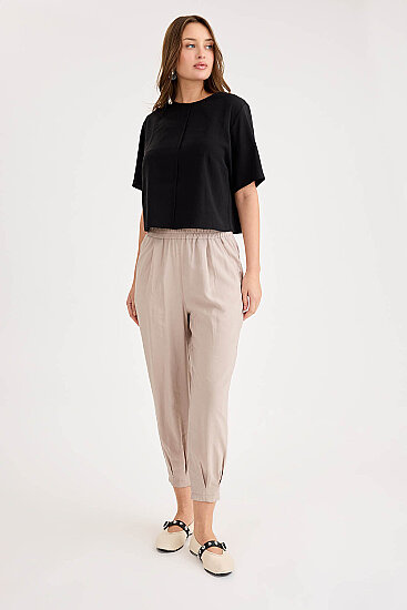 Pileli Havuç Kesim Modal Pantolon - 2