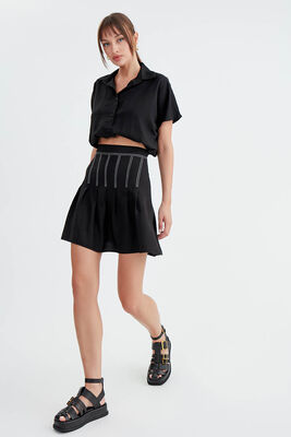 Pileli Mini Etek - 3