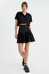 Pileli Mini Etek - 5