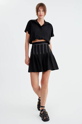 Pileli Mini Etek - 5
