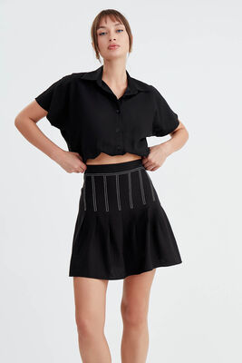 Pileli Mini Etek - 6