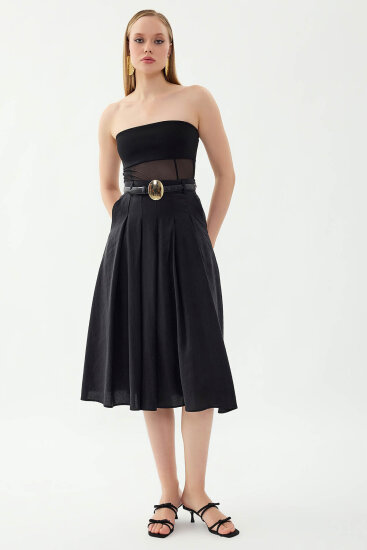 Piliseli Cepli Midi Etek (1)