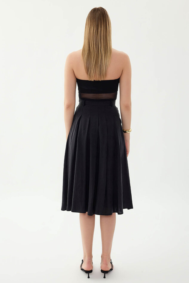 Piliseli Cepli Midi Etek - 4