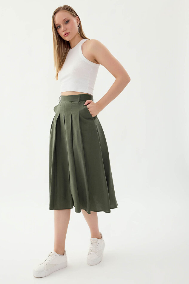 Piliseli Cepli Midi Etek - 9