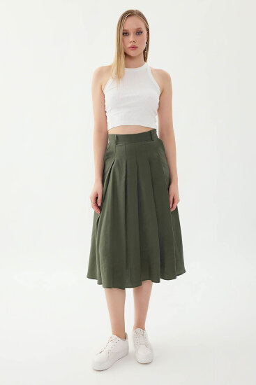 Piliseli Cepli Midi Etek - 7