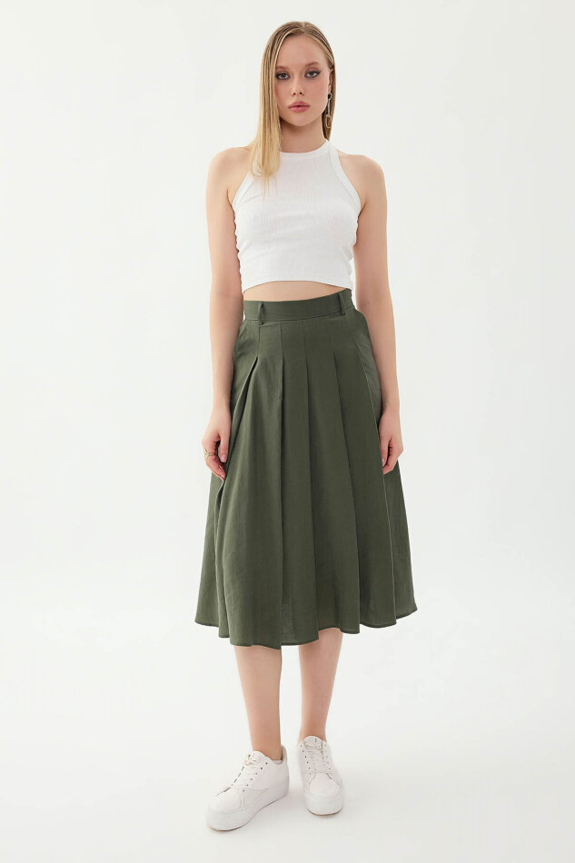 Piliseli Cepli Midi Etek - 7