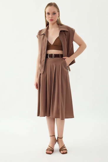 Piliseli Cepli Midi Etek - 12