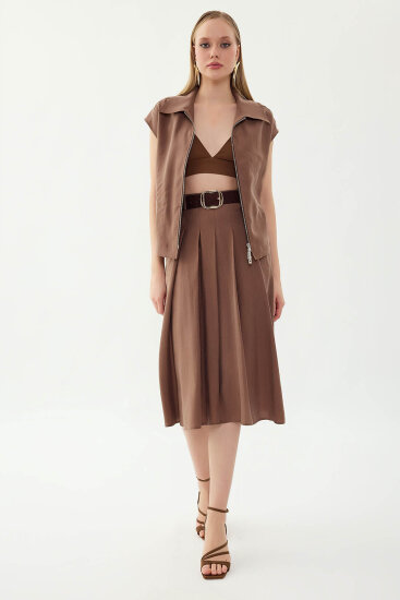 Piliseli Cepli Midi Etek - 15