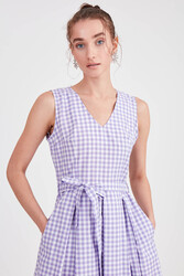 Pötikare Desen Beli Kuşaklı Elbise - 3