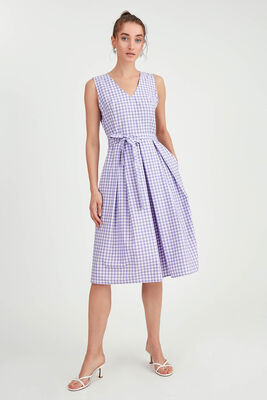 Pötikare Desen Beli Kuşaklı Elbise - 2