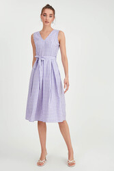 Pötikare Desen Beli Kuşaklı Elbise - 5