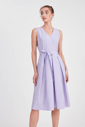 Pötikare Desen Beli Kuşaklı Elbise - 7