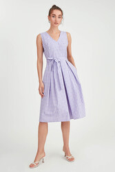 Pötikare Desen Beli Kuşaklı Elbise - 1