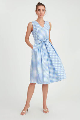 Pötikare Desen Beli Kuşaklı Elbise - 8