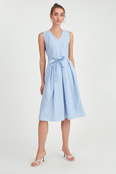 Pötikare Desen Beli Kuşaklı Elbise - 9