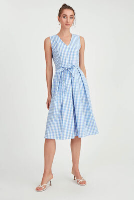 Pötikare Desen Beli Kuşaklı Elbise - 9