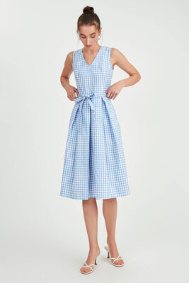 Pötikare Desen Beli Kuşaklı Elbise - 10