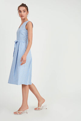 Pötikare Desen Beli Kuşaklı Elbise - 11