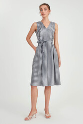 Pötikare Desen Beli Kuşaklı Elbise - 13