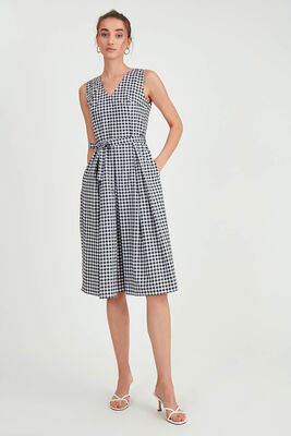 Pötikare Desen Beli Kuşaklı Elbise - 15