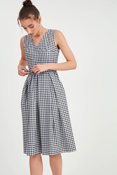 Pötikare Desen Beli Kuşaklı Elbise - 16