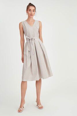 Pötikare Desen Beli Kuşaklı Elbise - 18