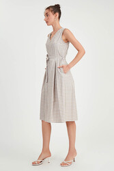 Pötikare Desen Beli Kuşaklı Elbise - 19