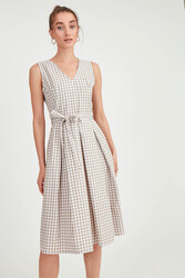 Pötikare Desen Beli Kuşaklı Elbise - 20