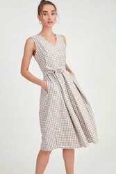 Pötikare Desen Beli Kuşaklı Elbise - 21